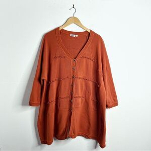 Textures Artsy Chic Burnt Orange Tiered Cardigan